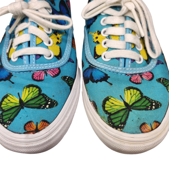 Vans Shoes Womens 6 Blue Butterfly Colorful Low Tops Lace Up Sneakers Skateboard - Picture 5 of 11